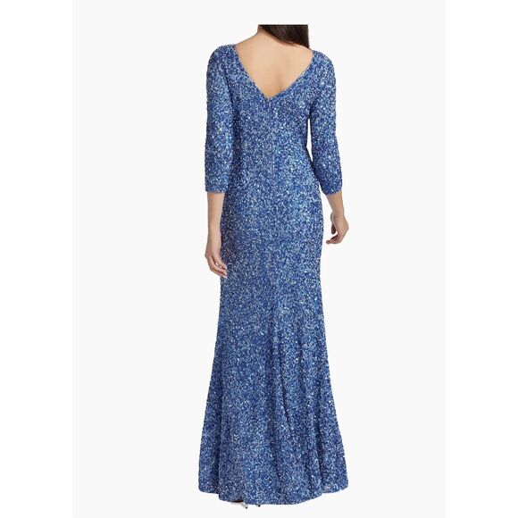 THEIA Three-Quarter Sleeve Sequin Sheath Gown US Size 6 $1400 - Picture 6 of 15